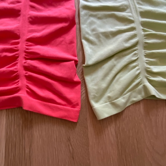 Athleta Set of 2 Womens Racer Back Tanks w Flattering Details /Lime / Orange / S - Picture 2 of 16